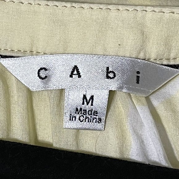 cAbi size M butter yellow floral print lightweight embroidery semi sheer top - Picture 6 of 9